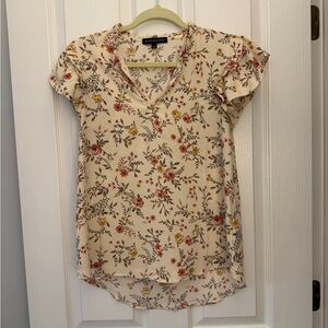 Gibsonlook Cream Floral Blouse size XS EUC